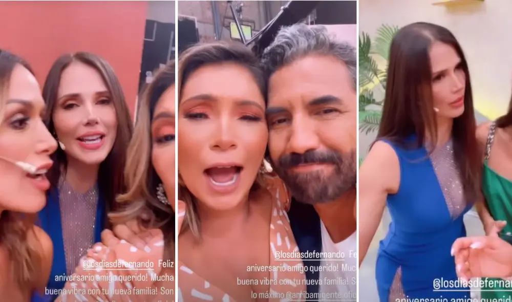 Alicia Retto celebra el aniversario de "Arriba mi gente" con Fernando Díaz, Karina Borrero y Maju Mantilla. Foto: composición LR/ Capturas de Instagram/ Alicia Retto