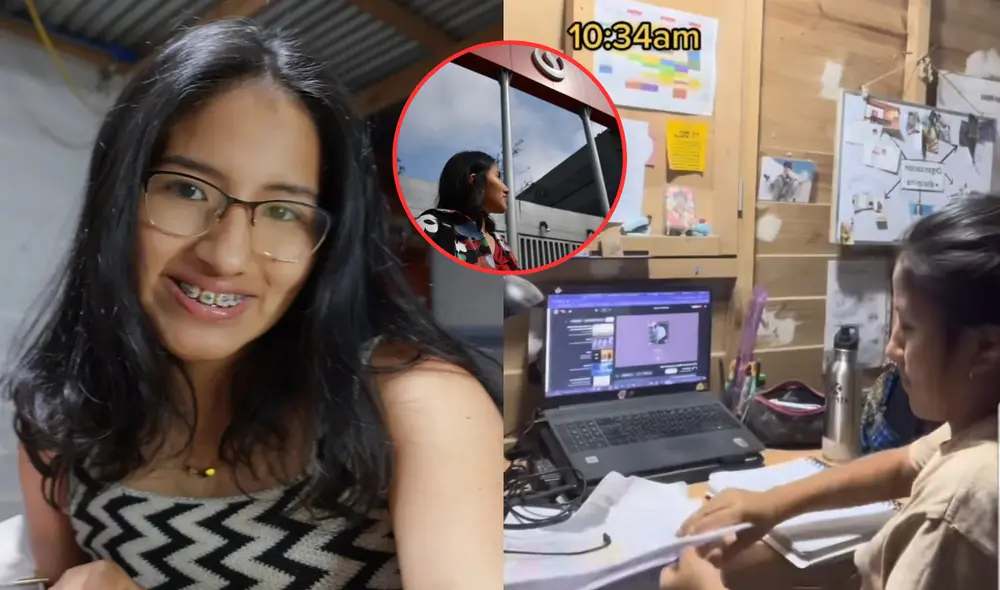 La tiktoker peruana Lizeth Atoccsa es beneficiaria del programa Beca 18. Foto: composición LR/@liii.zeth