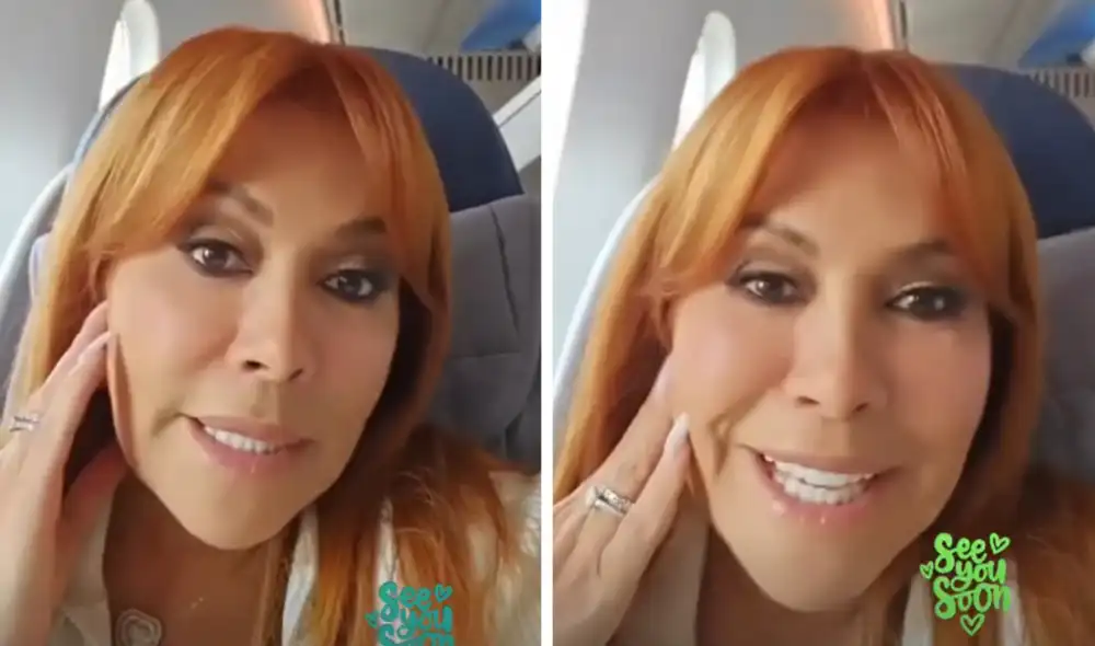 Magaly Medina subió un video desde el avión en el que se dirigía a España. Foto: composición LR / captura de Instagram / Magaly Medina -  Video: Instagram / Magaly Medina