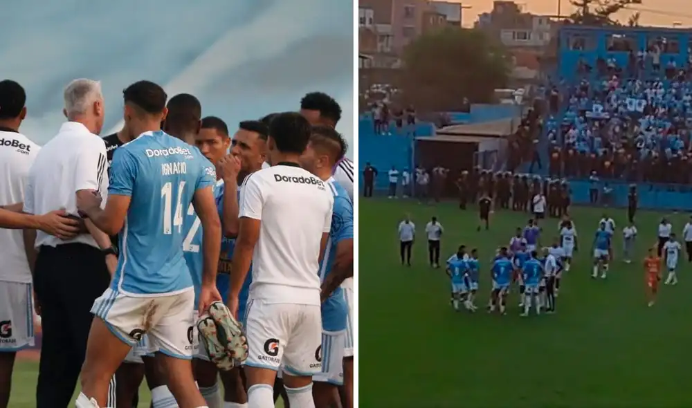 El entrenador y el referente de Cristal cruzaron palabras luego del empate amargo. Foto: La República/Luis Jiménez/Twitter