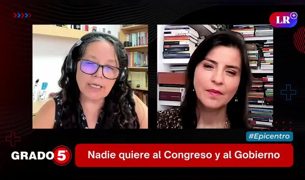 Clara Elvira Ospino conversa con Patricia Zárate para analizar los resultados de una reciente encuesta IEP. Foto/Video: Grado 5 - LR+