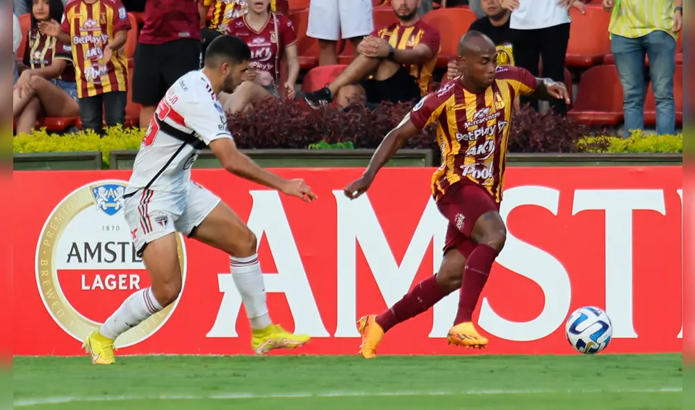 Tolima no pudo ante Sao Paulo y perdió la chance de ser líder del grupo D de la Conmebol Sudamericana. Foto: Deportes Tolima