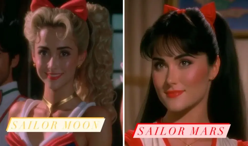 Así lucirían las Sailor Moon en una película noventera, según una IA. Foto: HoyCripto / Midjourney