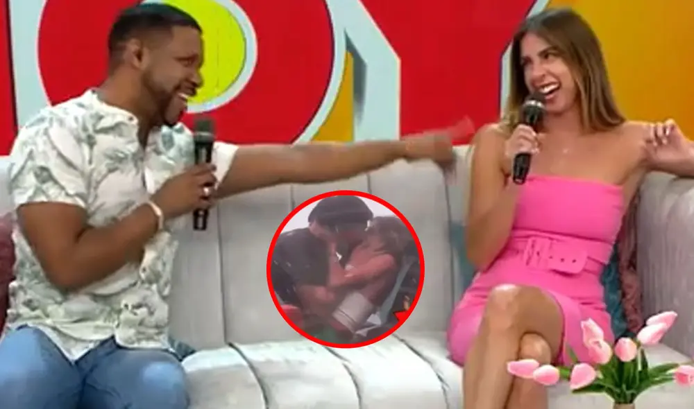 Fiorella Cayo y André Castañeda protagonizaron un apasionado beso. Foto: composición LR/captura de América TV/Willax TV - Video: América TV Fiorella Cayo y André Castañeda protagonizaron un apasionado beso. Foto: composición LR/captura de América TV/Willax TV - Video: América TV