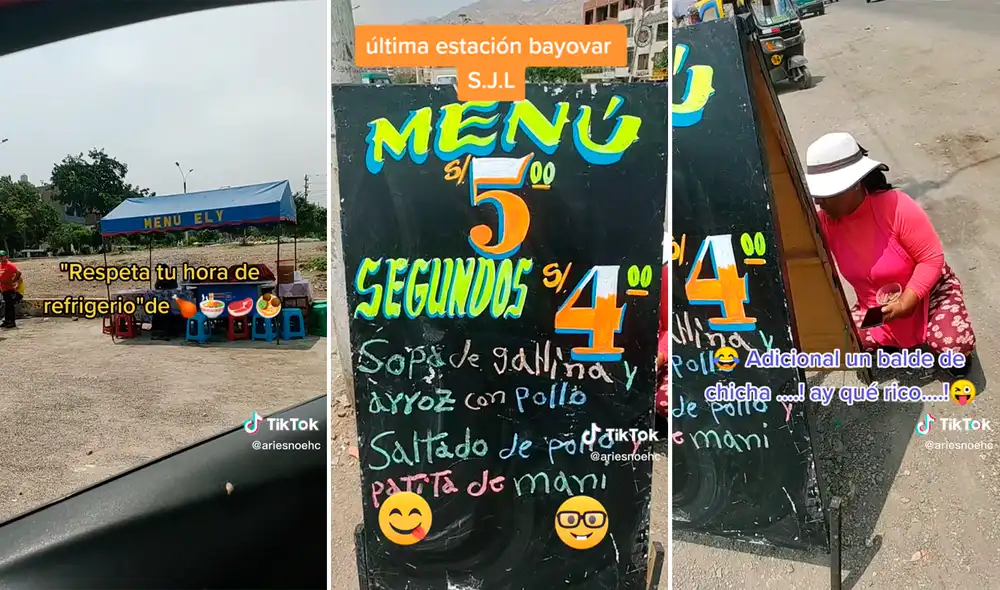 Usuarios elogiaron a la comerciante por ofrecer menú a un bajo costo. Foto: composición LR/TikTok/@Ariesnoehc Usuarios elogiaron a la comerciante por ofrecer menú a un bajo costo. Foto: composición LR/TikTok/@Ariesnoehc