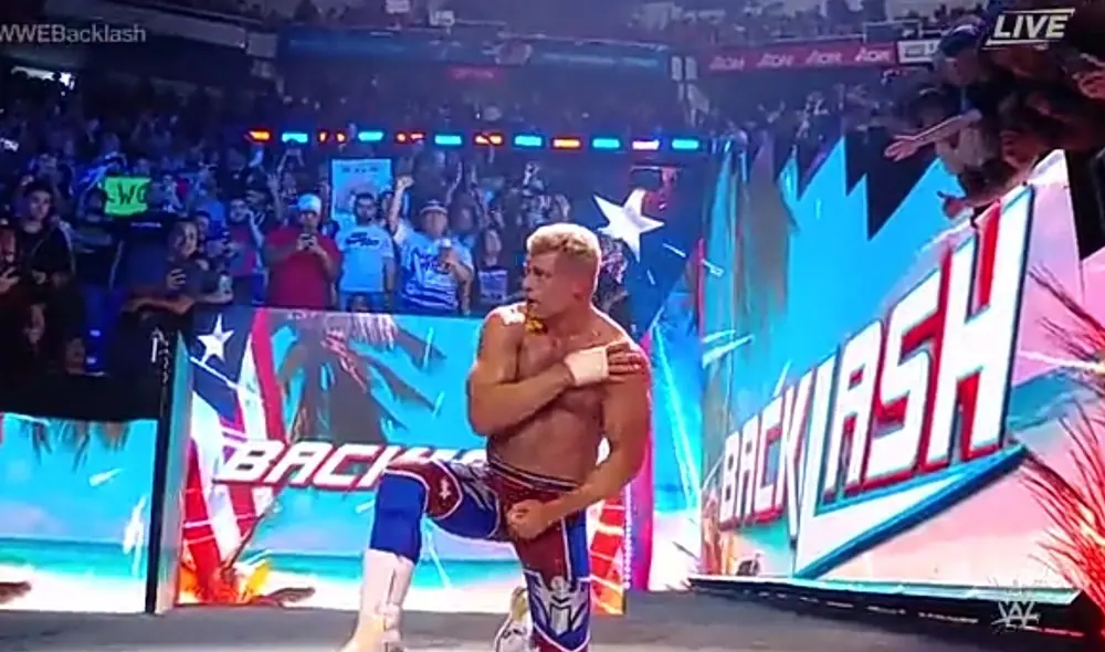 Cody Rhodes logró ganar la lucha estelar de WWE Backlash 2023. Foto: captura de WWE Network Cody Rhodes logró ganar la lucha estelar de WWE Backlash 2023. Foto: captura de WWE Network