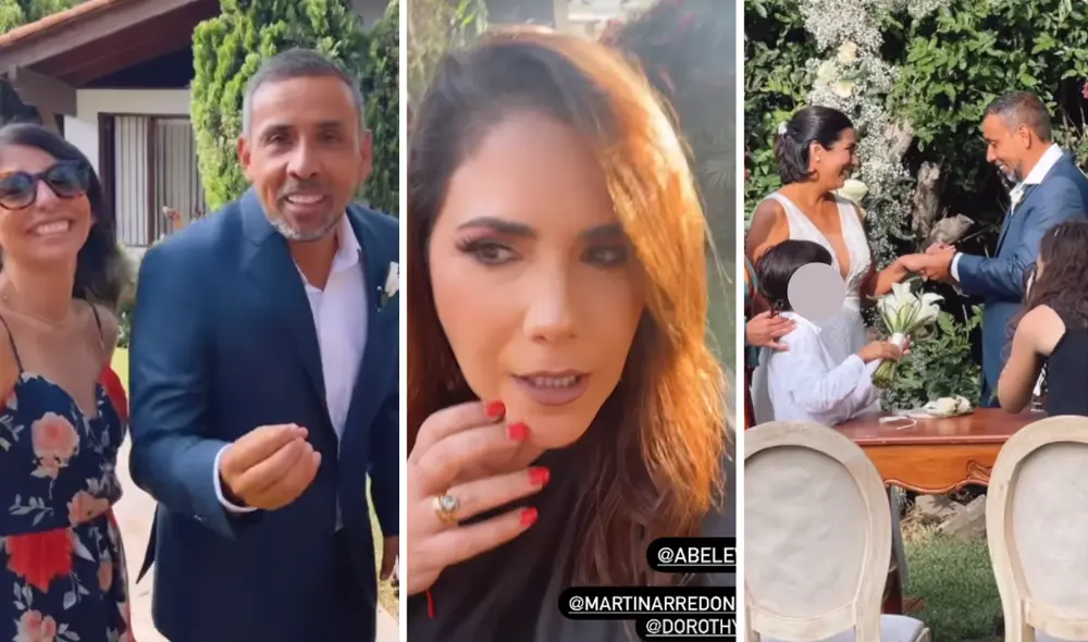 Andrea Llosa asistió a a boda del periodista Martín Arredondo. Foto: composición LR/Instagram - Video: Instagram