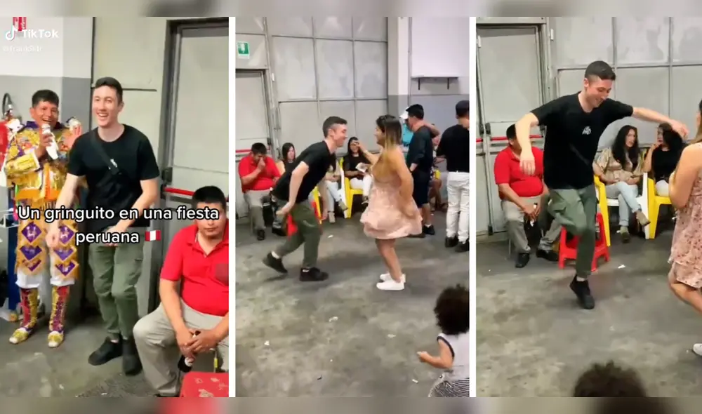 Italiano la rompe con los pasos de huaylas en una fiesta y sorprende a miles. Foto: composición LR/TikTok/@Frank94R