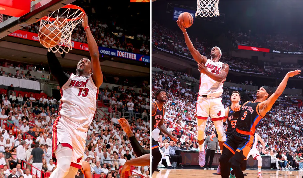 Bam Adebayo y Jimmy Butler fueron las grandes figuras de Miami. Foto: composición LR / AFP