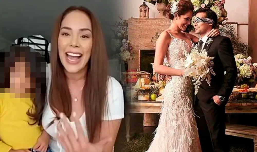 Karen Schwarz emocionada por casarse con Ezio Oliva en la iglesia. Foto: composición/captura/América TV/difusión Karen Schwarz emocionada por casarse con Ezio Oliva en la iglesia. Foto: composición/captura/América TV/difusión