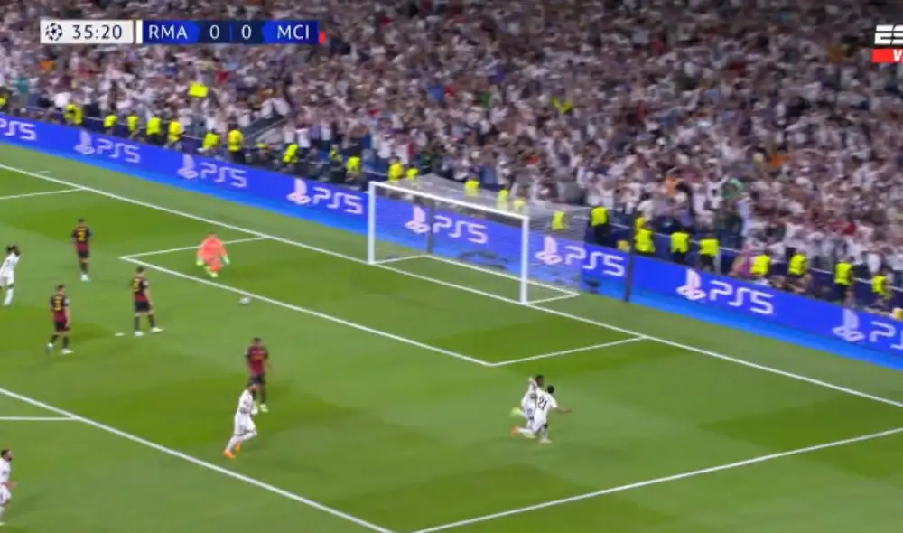 Real Madrid y City se enfrentan en el Bernabéu. Foto: captura de ESPN. Real Madrid y City se enfrentan en el Bernabéu. Foto: captura de ESPN.