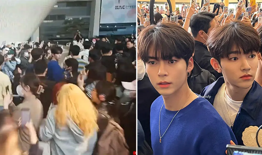 Miembros de ZB1 fueron agobiados por la multitud en aeropuerto. Foto: composición LR/Dispatch/fansite