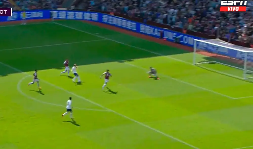 Emiliano Martínez volvió al arco del Villa tras superar su lesión. Foto: captura/ESPN