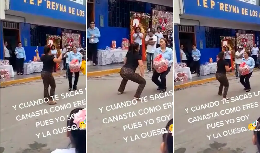 La maestra del colegio también se animó a bailar junto a la madre. Foto: composición LR / capturas de TikTok / @anaisbenavente75