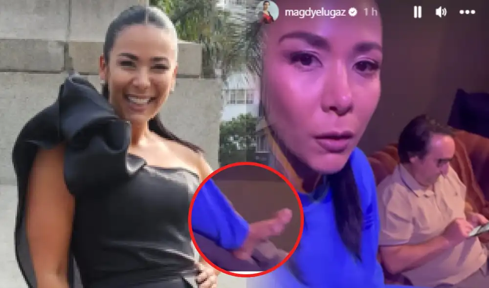 Magdyel Ugaz fue testigo en la boda de Karen Schwarz y Ezio Oliva. Foto: composición/María Pía Ponce / URPI-LR/ - Video: Magdyel Ugaz/Instagram