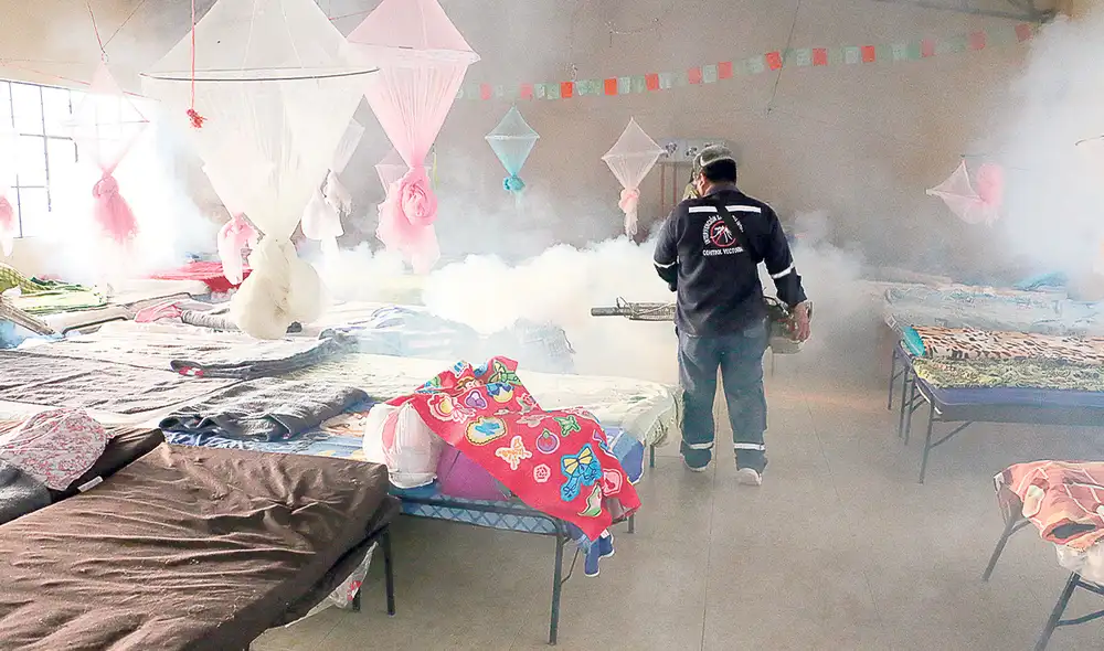 Medida. El Minsa y los gobiernos regionales vienen fumigandos los centros de salud, las casas y los colegios. ¿Será suficiente? Foto: difusión