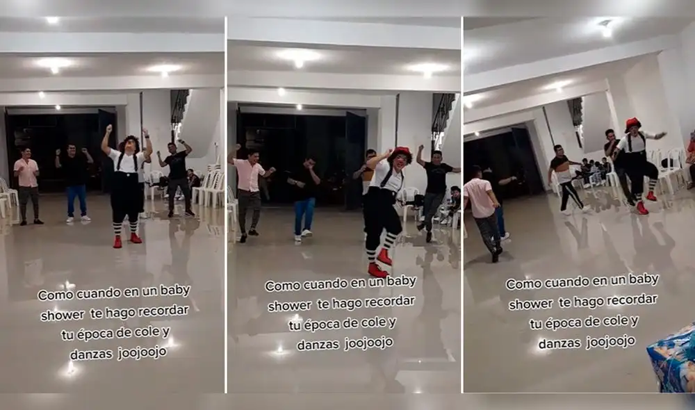 Payasito hizo una estupenda animación en baby shower. Foto: composición LR/TikTok/@cocotitolospompit5
