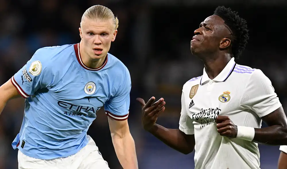 Haaland y Vinicius Jr. buscarán ser protagonistas en la vuelta de la Champions League. Foto: composición LR/AFP Haaland y Vinicius Jr. buscarán ser protagonistas en la vuelta de la Champions League. Foto: composición LR/AFP