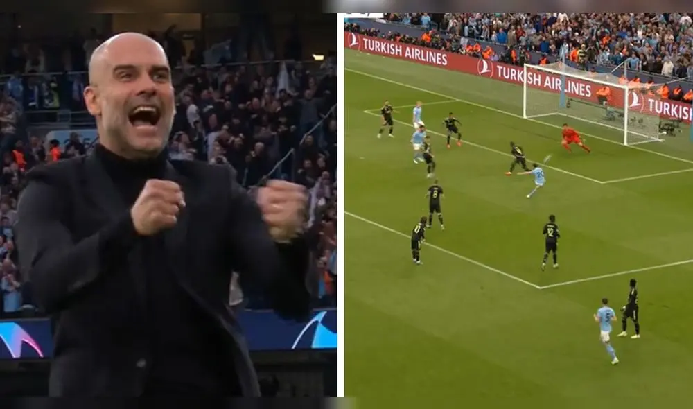 'Pep' Guardiola celebra el gol de Bernardo Silva en Manchester City vs. Real Madrid. Foto: composición LR/captura de ESPN - Video: ESPN 'Pep' Guardiola celebra el gol de Bernardo Silva en Manchester City vs. Real Madrid. Foto: composición LR/captura de ESPN - Video: ESPN