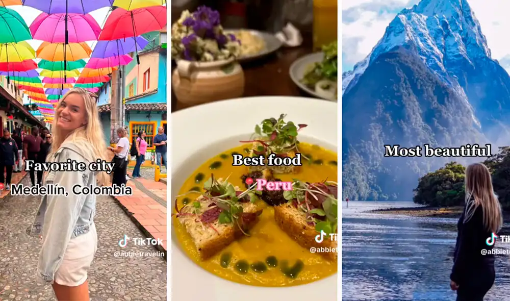 A partir de un ranking, la muchacha resaltó la gastronomía peruana. Foto: composición LR/capturas de TikTok/@abbietravelin