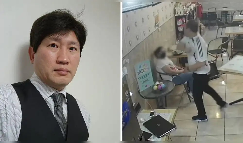 Seok Kyun Kim protagonizó un caso de violencia contra su expareja en 2020. Foto: Facebook/captura de cámara de seguridad/composición LR