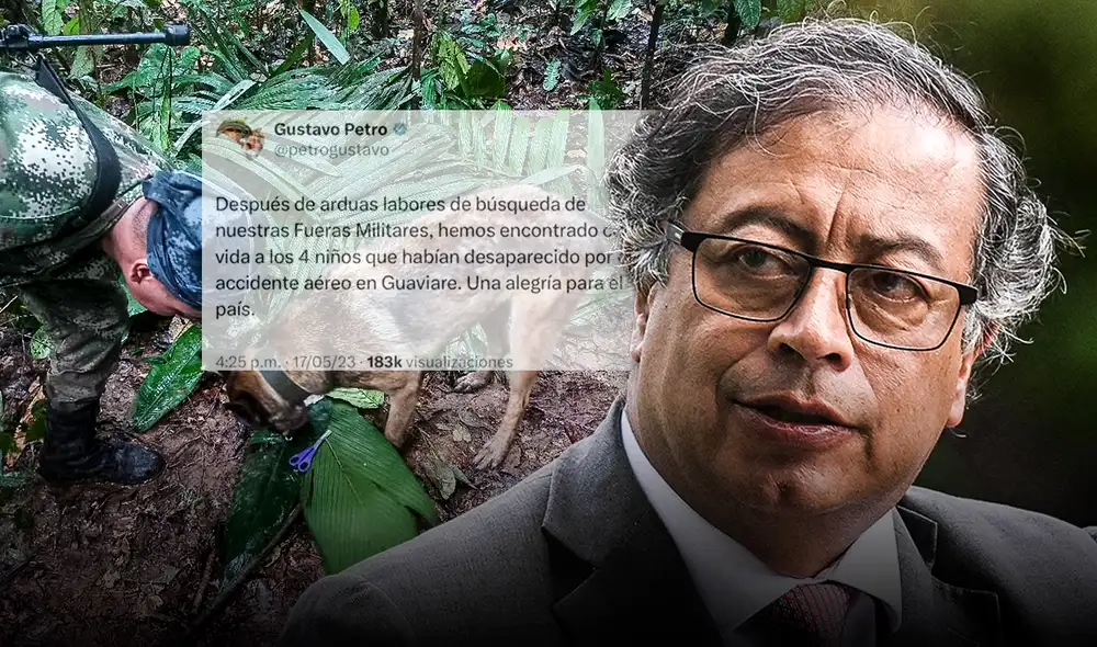 Gustavo Petro admitió que continúa la búsqueda de cuatro niños de accidente de avión. Foto: composición LR/AFP