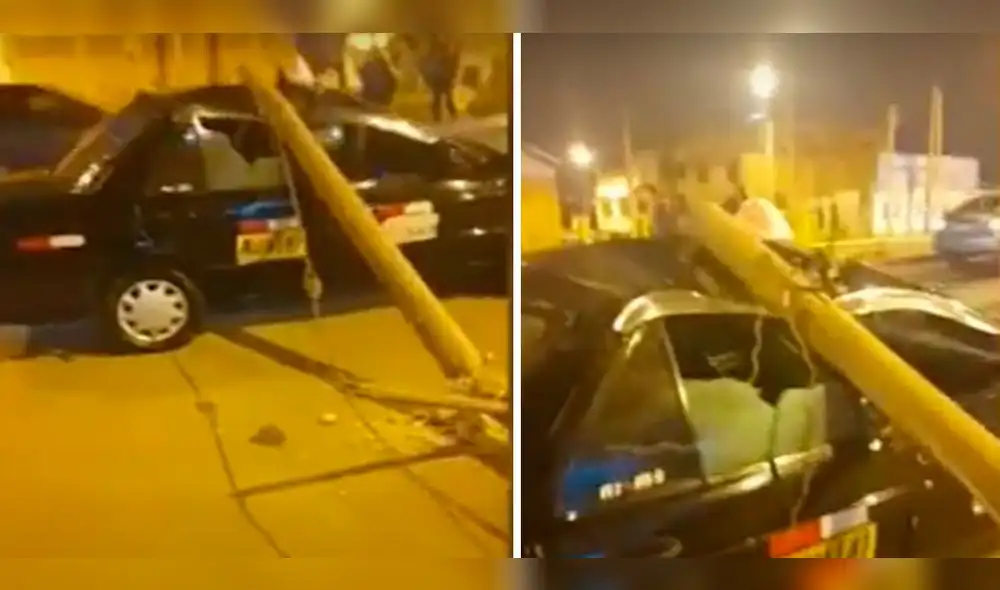 Pesada estructura cayó encima del taxi cuando el padre de familia estaba a punto de bajar. Foto: Panamericana | Video: Panamericana Pesada estructura cayó encima del taxi cuando el padre de familia estaba a punto de bajar. Foto: Panamericana | Video: Panamericana