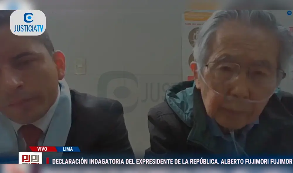 Fujimori se encontraba declarando para el Ministerio Público pero la transmisión fue cortada. Foto: captura Justicia TV Fujimori se encontraba declarando para el Ministerio Público pero la transmisión fue cortada. Foto: captura Justicia TV