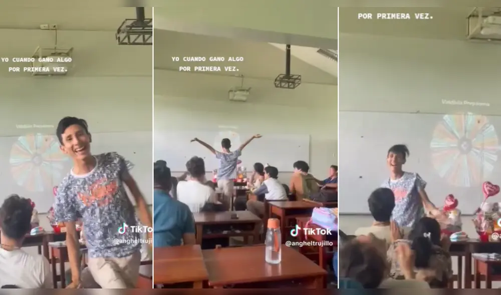 Joven alborota salón de clases con su pasarela. Foto y video: @angheltrujillo. Joven alborota salón de clases con su pasarela. Foto y video: @angheltrujillo.