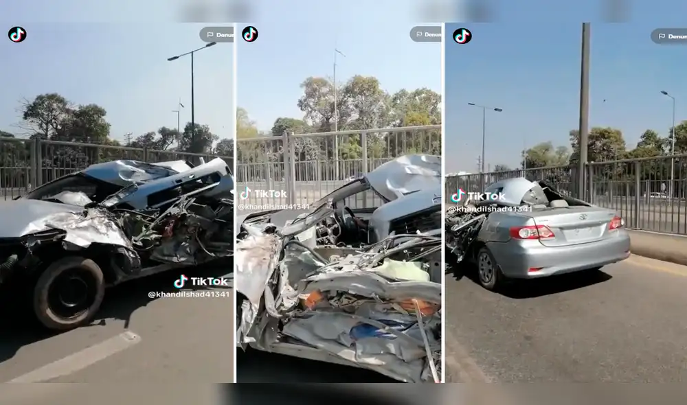 El vehículo dejó sorprendidos a miles por lo destrozado que circulaba en la pista. Foto: Composición de LR/TikTok/@Khandilshad41341 El vehículo dejó sorprendidos a miles por lo destrozado que circulaba en la pista. Foto: Composición de LR/TikTok/@Khandilshad41341