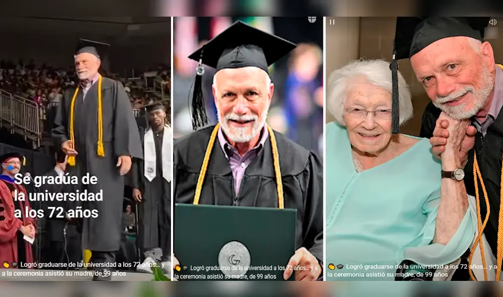 Pese a su avanzada edad, Sam Kaplan pudo terminar la universidad y tener el privilegio de estar acompañado de su madre. Foto: composición de LR/TikTok/@Georgiagwinnett Pese a su avanzada edad, Sam Kaplan pudo terminar la universidad y tener el privilegio de estar acompañado de su madre. Foto: composición de LR/TikTok/@Georgiagwinnett