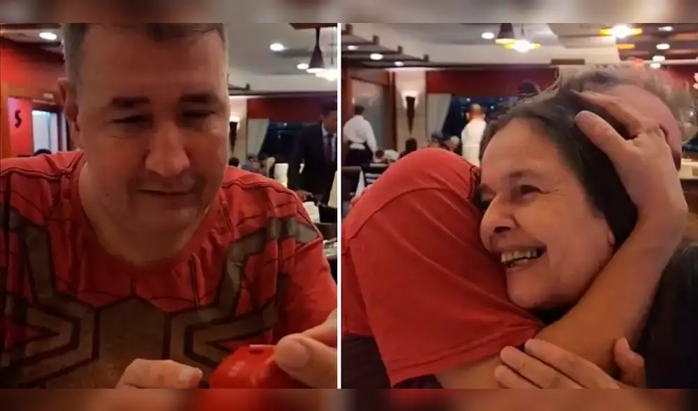 El hombre de 43 años cobró su primer sueldo de su trabajo en una juguetería y decidió compartirlo con su mamá. Foto: composición LR/Gabriel Fuh Twitter