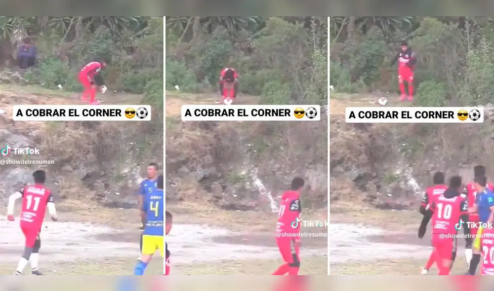 Una nueva forma de hacer un tiro de esquina causó furor en Internet. Foto: composición LR / capturas de TikTok / @showdelresumen Una nueva forma de hacer un tiro de esquina causó furor en Internet. Foto: composición LR / capturas de TikTok / @showdelresumen
