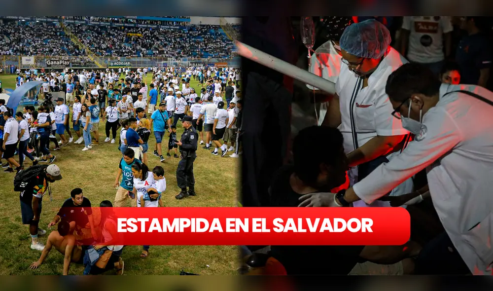 La estampida dejó 12 fallecidos y alrededor de 100 heridos en El Salvador. Foto: composición LR/AFP La estampida dejó 12 fallecidos y alrededor de 100 heridos en El Salvador. Foto: composición LR/AFP