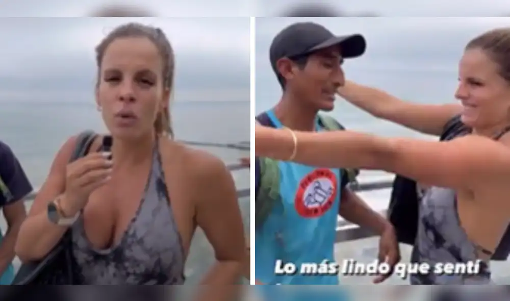 Alejandra Baigorria le regala zapatillas a corredor arequipeño. Foto: composición LR/ Alejandra Baigorria / Instagram- Video: Alejandra Baigorria / Instagram