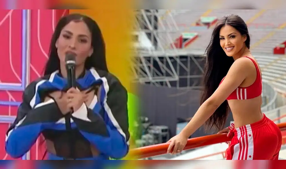 Michelle Soifer dio un breve concierto en el Estadio San Marcos. Foto: composición LR/América TV/Instagram/Michelle Soifer - Video: América TV Michelle Soifer dio un breve concierto en el Estadio San Marcos. Foto: composición LR/América TV/Instagram/Michelle Soifer - Video: América TV