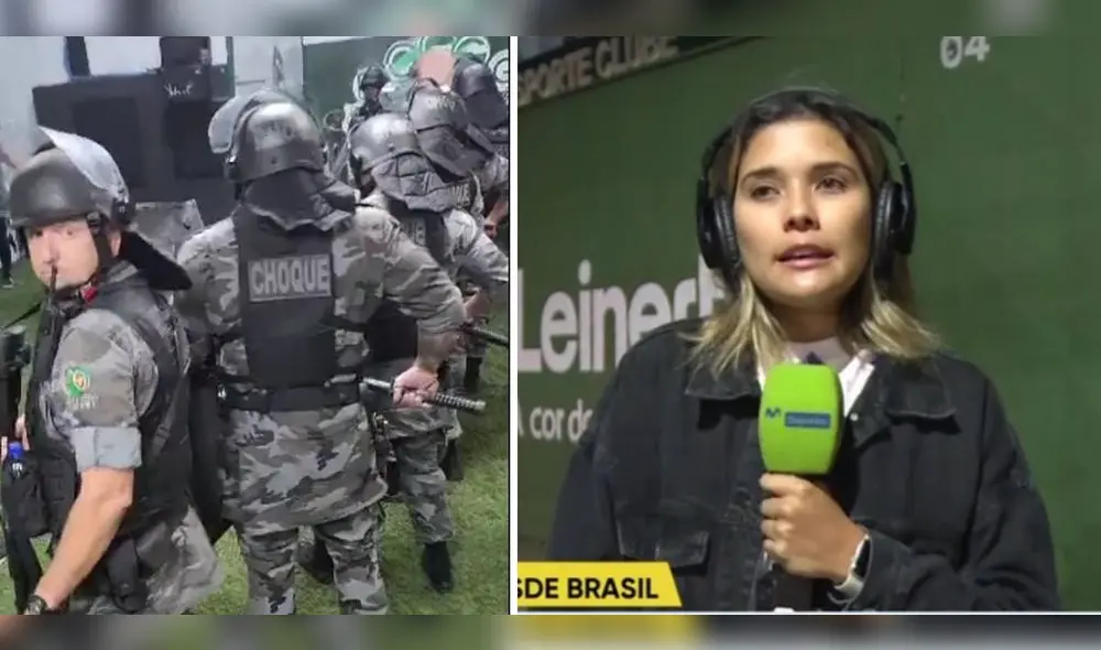 La periodista de Movistar confirmó la agresión de la policía a jugadores de la 'U'. Foto: Twitter/Movistar Deportes La periodista de Movistar confirmó la agresión de la policía a jugadores de la 'U'. Foto: Twitter/Movistar Deportes