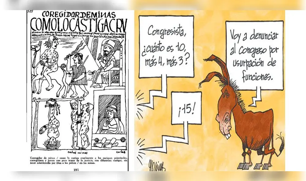 Dibujos. De Guamán Poma, primer historietista peruano. Trabajo del recordado Mario Molina. Foto: composición LR Dibujos. De Guamán Poma, primer historietista peruano. Trabajo del recordado Mario Molina. Foto: composición LR