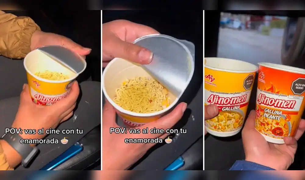 Una nueva comida sorprendió a miles en una sala  de cine. Foto: composición LR / capturas de TikTok / @soy_dennys