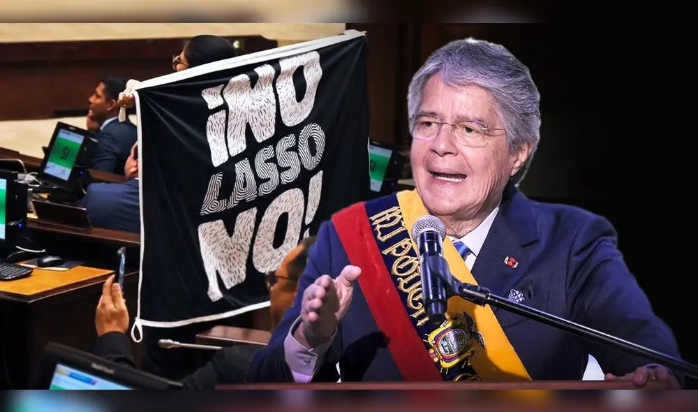 Guillermo Lasso se dirigió en mensaje a la nación para hablar sobre la disolución de la Asamblea Nacional de Ecuador. Foto: composición LR /AFP