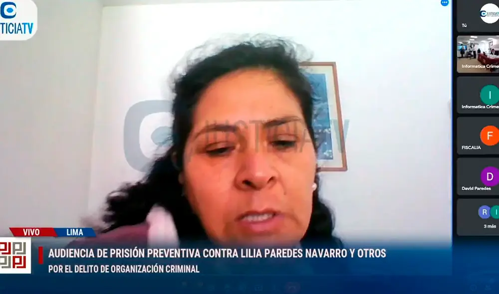 Audiencia que evaluaba la situación de Lilia Paredes se desarrolló este jueves 25 de mayo. Foto y video: Facebook/ Justicia TV Audiencia que evaluaba la situación de Lilia Paredes se desarrolló este jueves 25 de mayo. Foto y video: Facebook/ Justicia TV