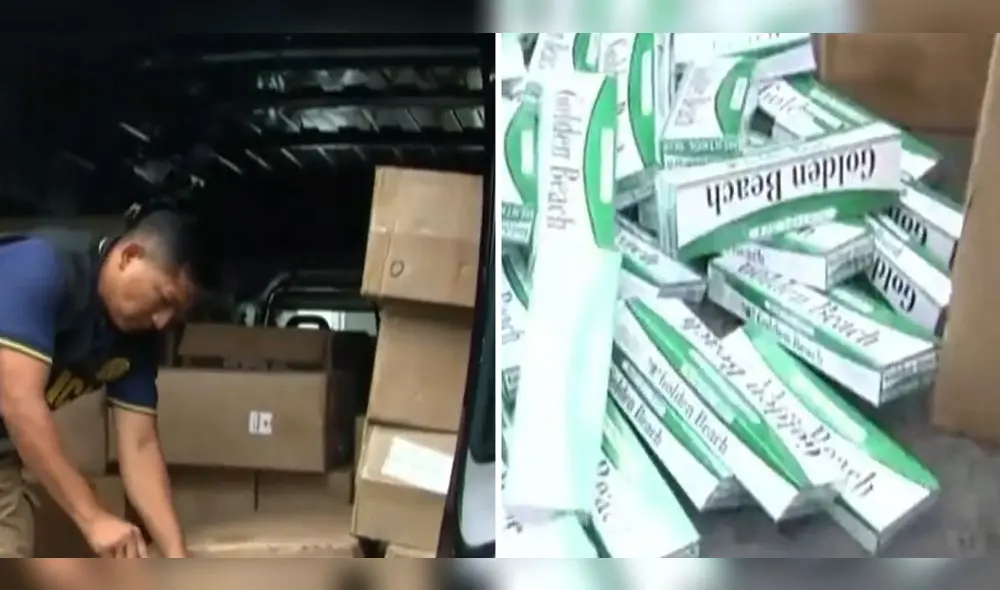 Se encontraron miles de cajas con cigarrillos de la marca Golden Beach. Foto: composición LR / TV Perú