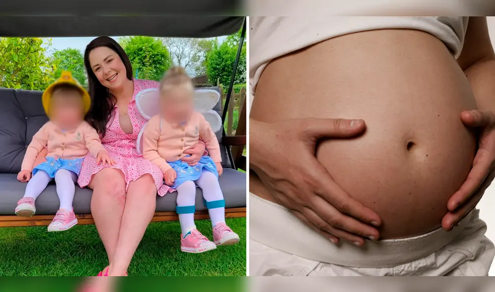 Sophie Small dio a luz a sus hijas Holly y Darcy en agosto de 2020 en Reino Unido. Foto: composición LR/EFE