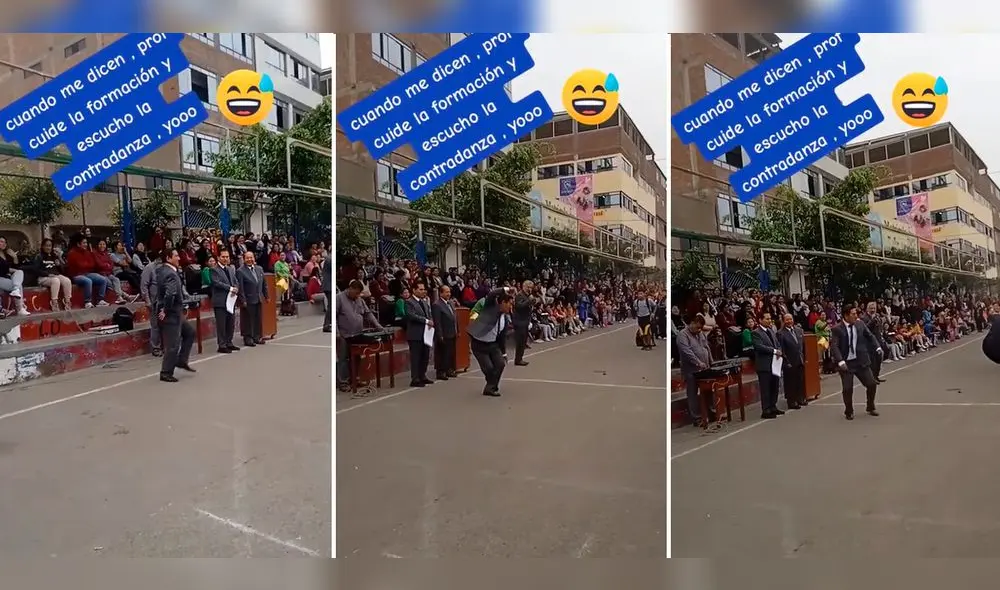 Otro profesor también lo acompañó a bailar por unos minutos. Foto: composición LR / capturas de TikTok / @EdwinBombillaGuerrero