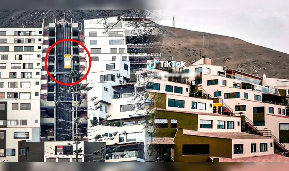 Así funciona el elevador ubicado en Surco. ¿Cuántas personas pueden ingresar? Foto: composición de Gerson Cardoso/Bella Alvites/La República/TikTok