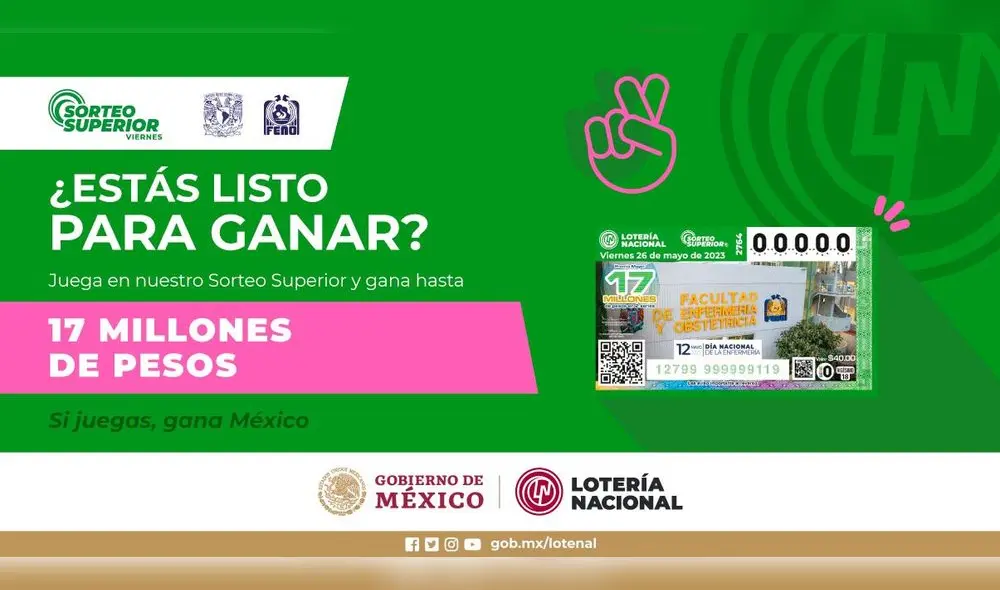 El premio mayor de la Lotería Nacional de México hoy, 26 de mayo, es de 17 millones de pesos. Foto: Lotería Nacional de México.