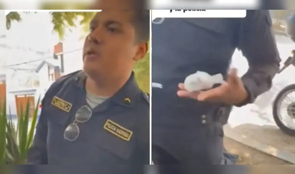 Policía le mostró la pequeña bolsa con la droga. Foto: TikTok/trujilloentodas