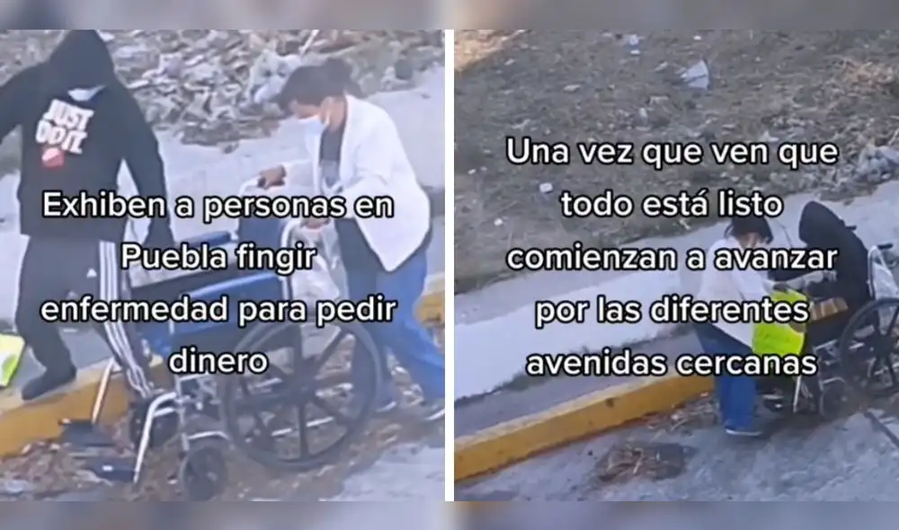 Este hombre con ayuda de su pareja finge que está discapacitado para que le regalen dinero. Foto: composición LR/captura de TikTok/PueblaMillenial Este hombre con ayuda de su pareja finge que está discapacitado para que le regalen dinero. Foto: composición LR/captura de TikTok/PueblaMillenial