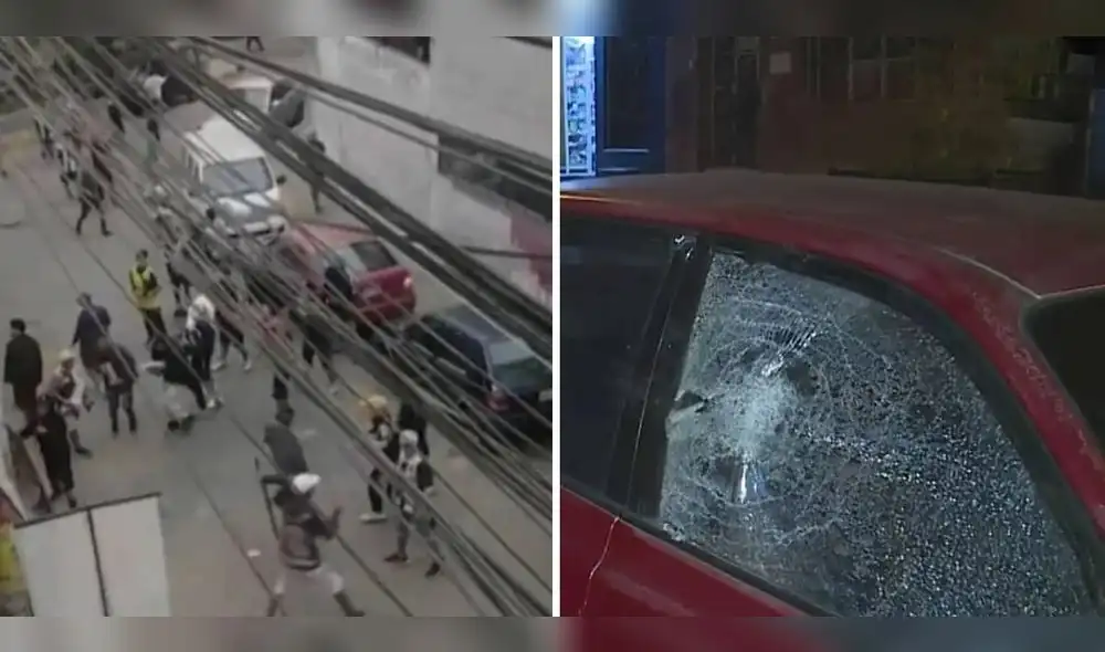 Supuestos barristas de Alianza Lima vandalizaron autos estacionados en un calle de Ate. Foto: América TV Supuestos barristas de Alianza Lima vandalizaron autos estacionados en un calle de Ate. Foto: América TV