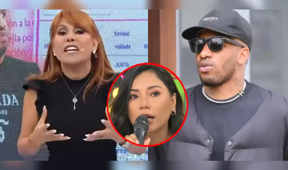 Magaly Medina se mostró en desacuerdo con la denuncia que interpuso el exseleccionado peruano contra la excuñada de Yahaira Plasencia. Foto: composición LR/ ATV/Willax TV/Instagram/Jefferson Farfán - Video: ATV